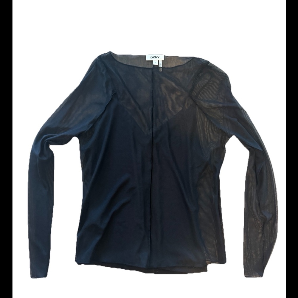 DKNY S Top Black Blouse Mesh 2 Piece Blouse S Club Date Night S